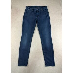 7 For All Mankind Jeans Women's Size 27 Dark Blue The Skinny Raw Hem Made in USA